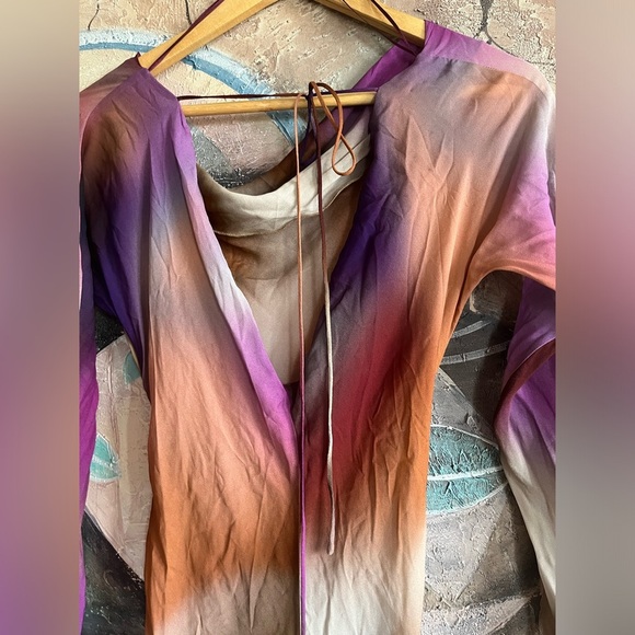 NWT ZARA Long semisheer flowy tie dye gown - Picture 12 of 16